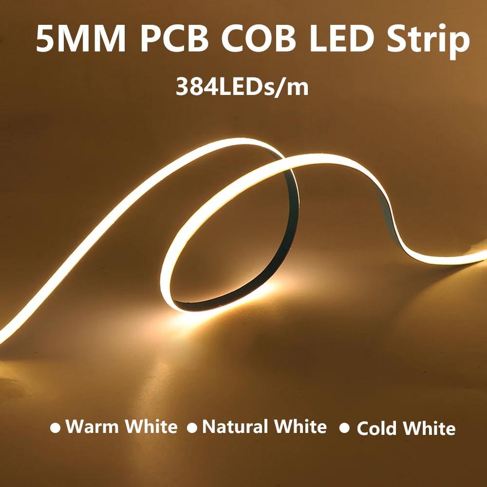 COB LED Ʈ   е  LED  Ʈ , ڿ   , 12V, 24V, 384LEDs/m, Ra90, 5mm